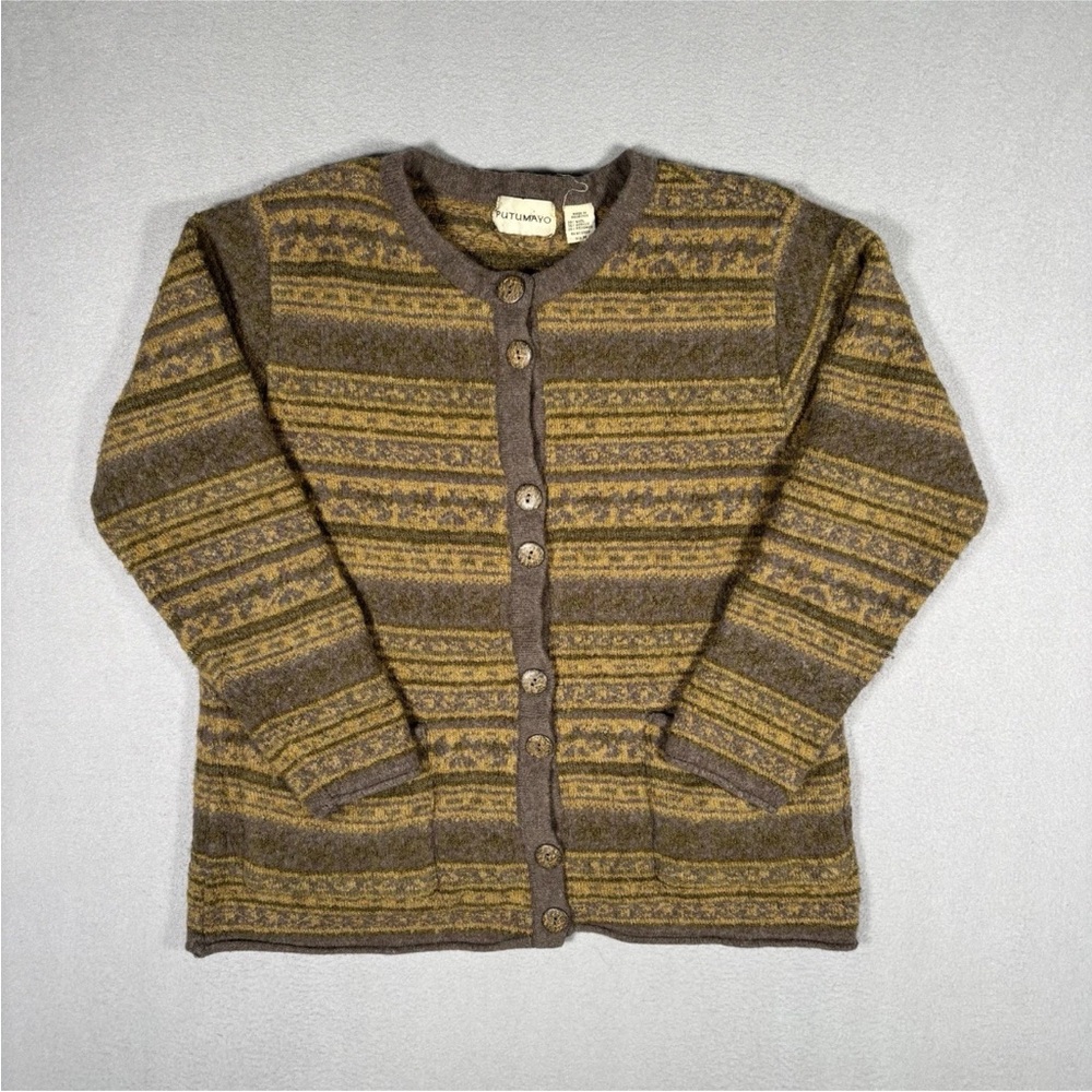 Vintage Putumayo Cardigan Women’s Medium Brown Will blend Fair Isle Sweater